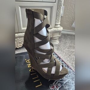 Liliana Olive Wedge Sandals